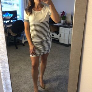 White dress with striped bottom - mini length